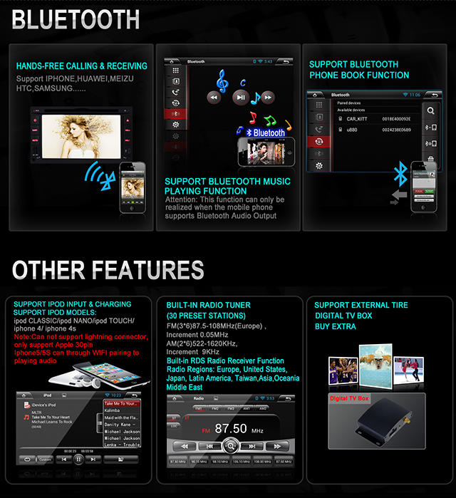 Ouchuangbo Universal Car DVD GPS Navigation Android 4.2 System USB iPod 3G Wifi Radio Player OCB-2815B