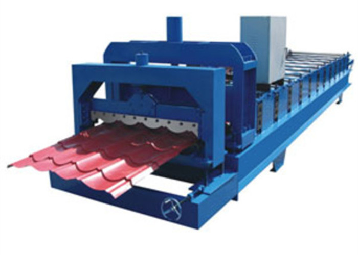 380V 60HZ Blue Glazed Tile Roll Forming Machine Making 828mm Waveform Tile