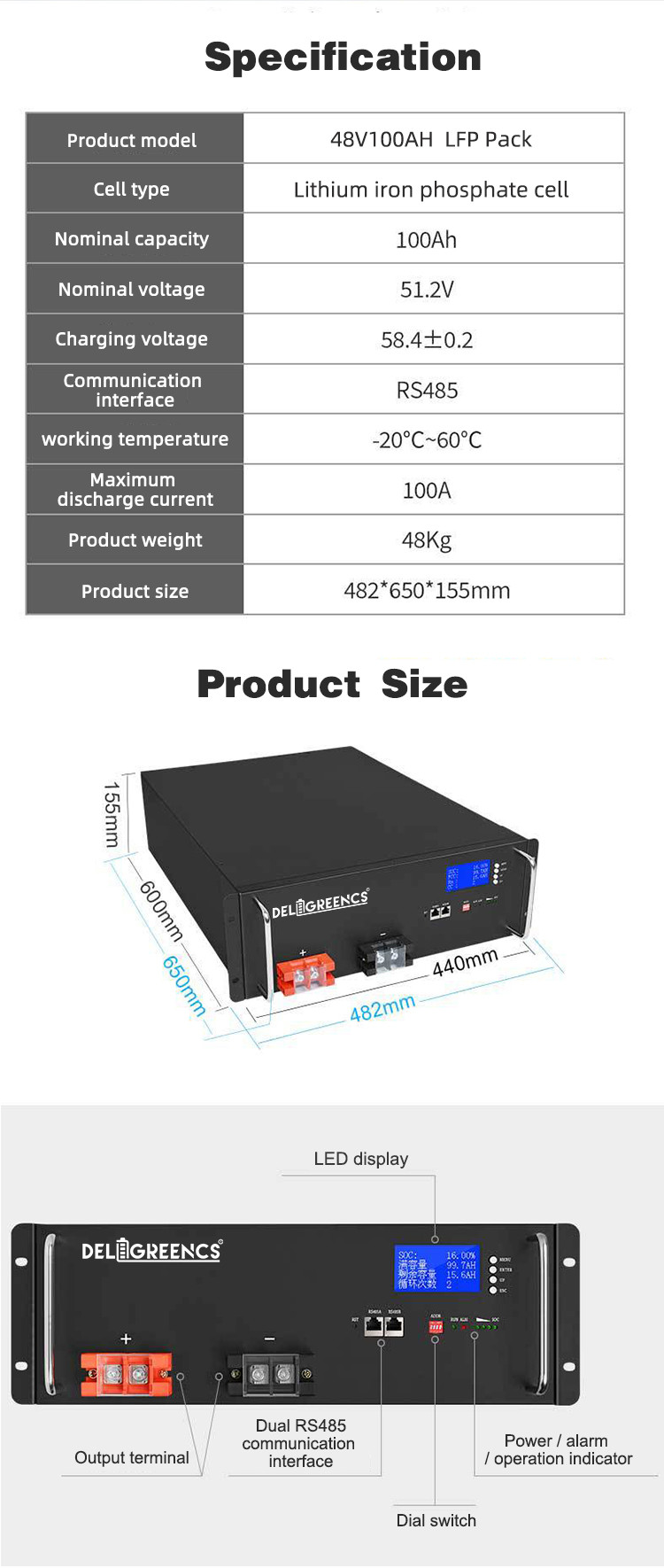 48V 100AH Energy Storage Lithium Battery for Communication Base Station