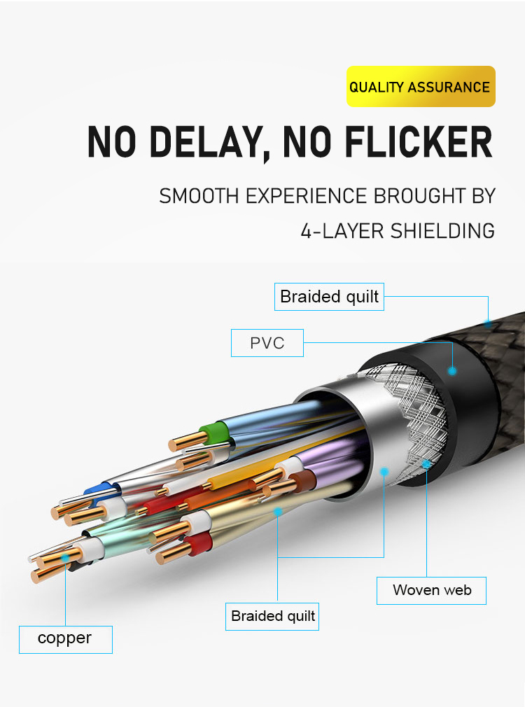 Factory price bare copper network cord support 4K x 2K gold plated hdmi to hdmi cable