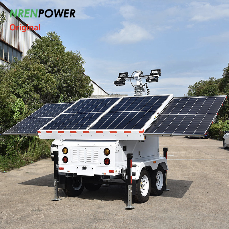 9m solar power mobile light tower-Dual axles-4x460W solar panels-9m mast-8x200AH batteries