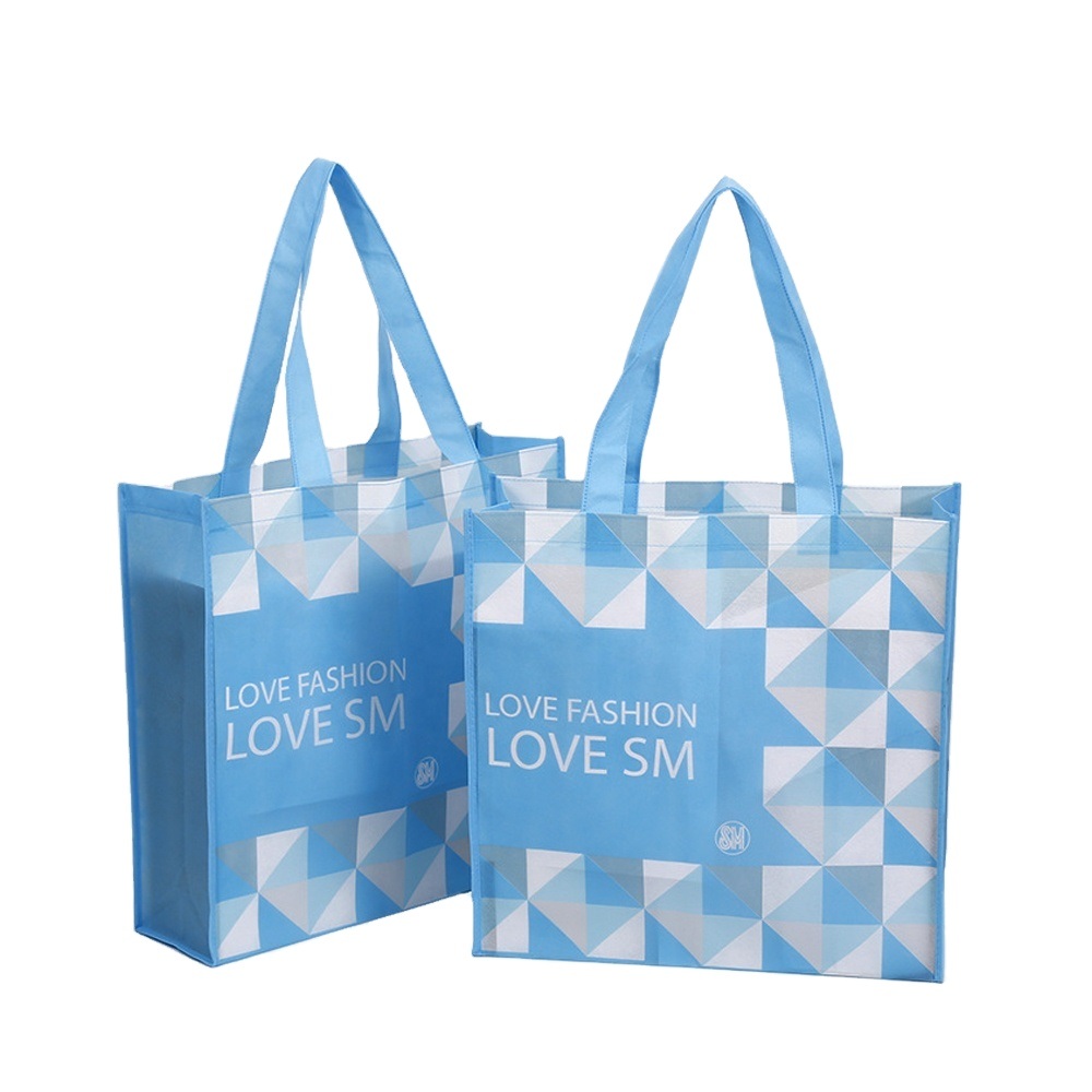 Promotional Nonwoven Coated Laminated Foldable Recyclable Printed Tote Carry Handle Shopping Bag