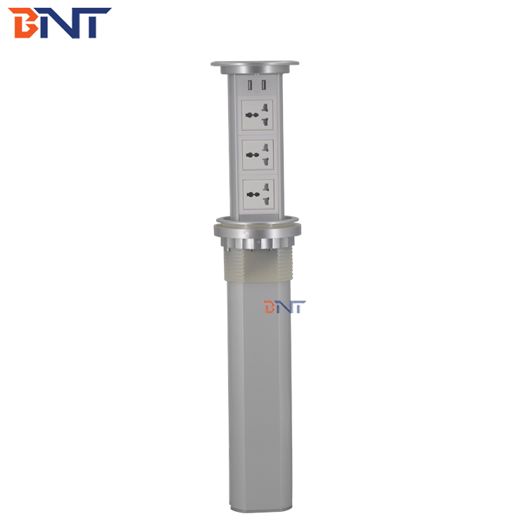 Wireless phone charger on top motorized rise and down pop up tower power socket for kitchen