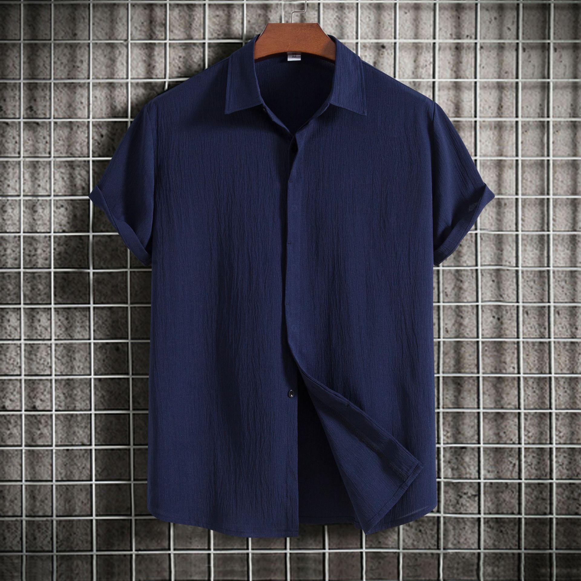 Viscose/polyester/spandex Custom Mens Ethnic Printed Hawaiian Shirt with Stand Collar