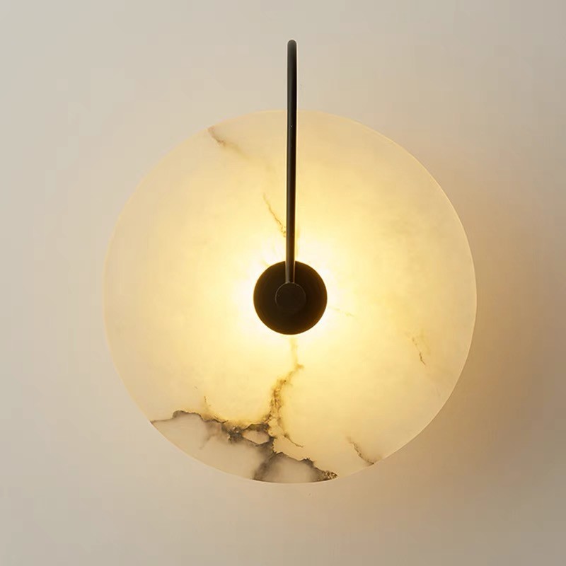 Yellow stone white marble led round and long and plating gold wall lamp for project