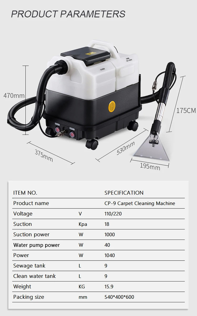 CP-9 2023 Professional Cleaner Sofa Carpet Dry Low Foam Cleaning Washing Machine