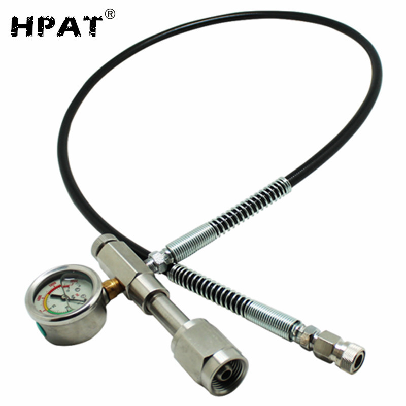 CGA347 Female Thread HPA Filling Station with 36" 24'' 6000psi HP Hose and Spring Surround for Gas Tank Cylinder