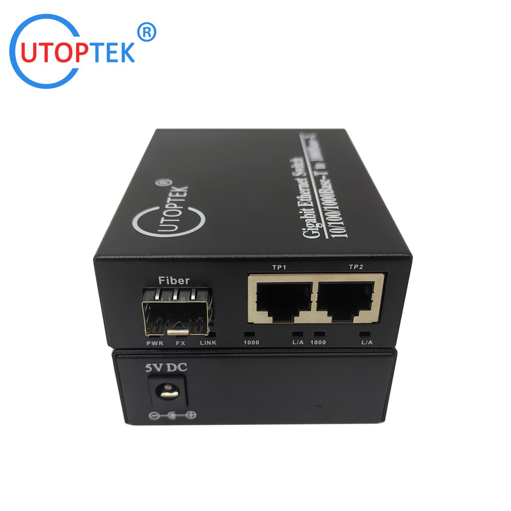 universal Fiber Ethernet Switch 2*10/100/1000Base-Tx to 1*1000Base-Fx SFP Fiber media converter