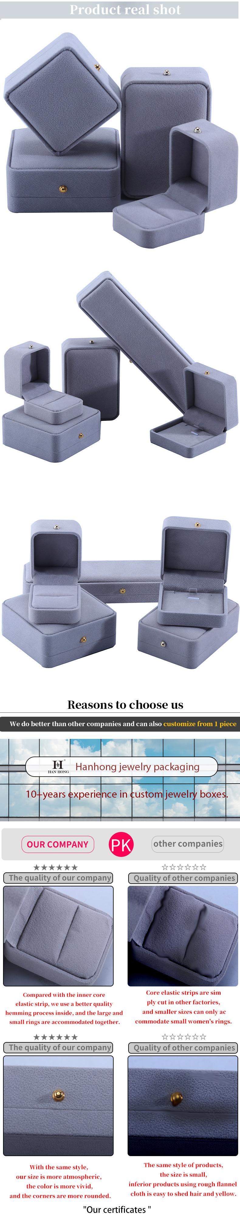 Custom Hot Stamping Logo Jewelry Box for Necklace Bracelet Earrings and Ring 9*9*3.5cm