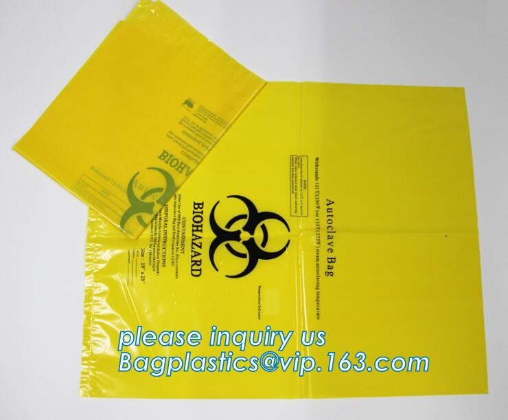 Biohazard infectious plastic waste bags Dustbin liners, PE biohazard eco bag, Biohazard Bags for medical waste use, pac