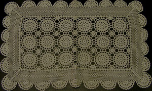 Rectangular coffee table linen table cloth table, Corcheted Lace Table linen, Tablecloth