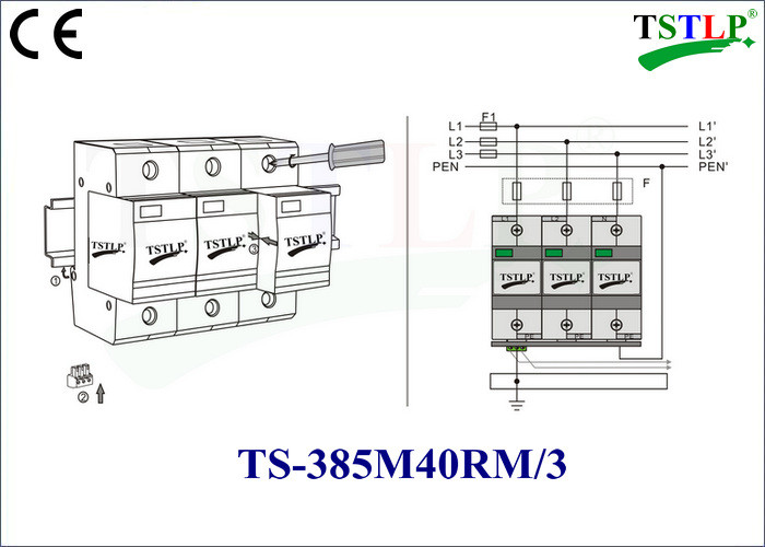 40kA Mov Type Lightning Surge Arrester Class 1 For Distribution Room / Cabinet