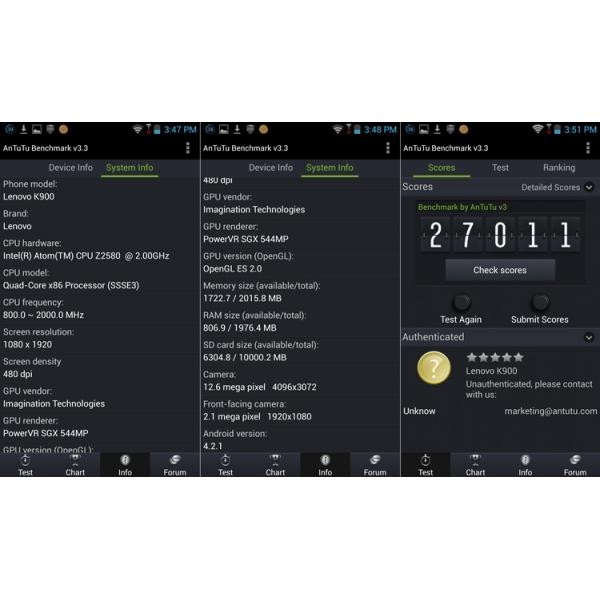 In Stock Lenovo K900 Mobile Phone 5.5" Intel Z2580 Inside 2GB+16GB Android 4.2 2500MAH