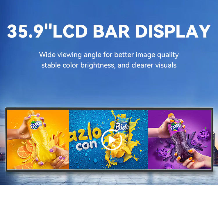 Retail Shore Indoor Stretched LCD Display OEM Android Advertising 38.5''