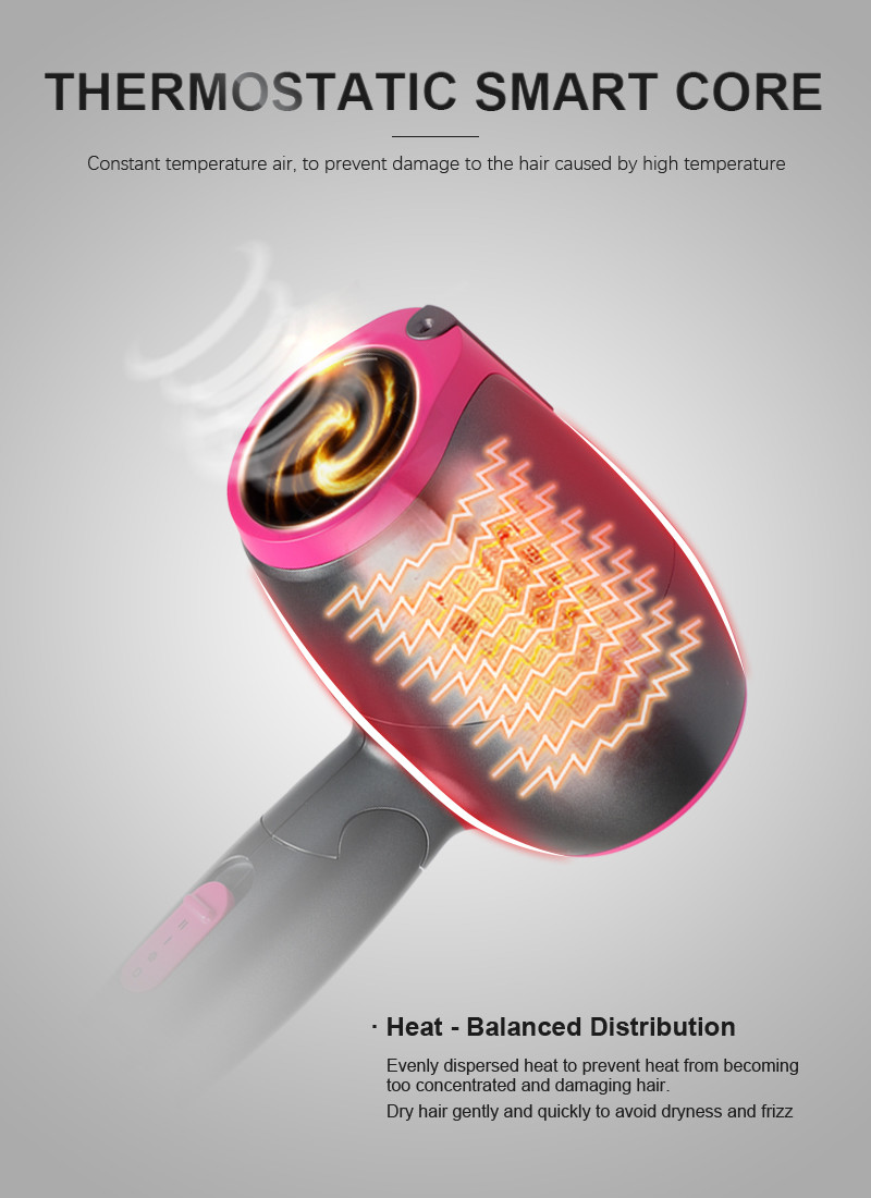 Household Small Folding Travel Hair Dryer 1000W Negative ion Plastic Material