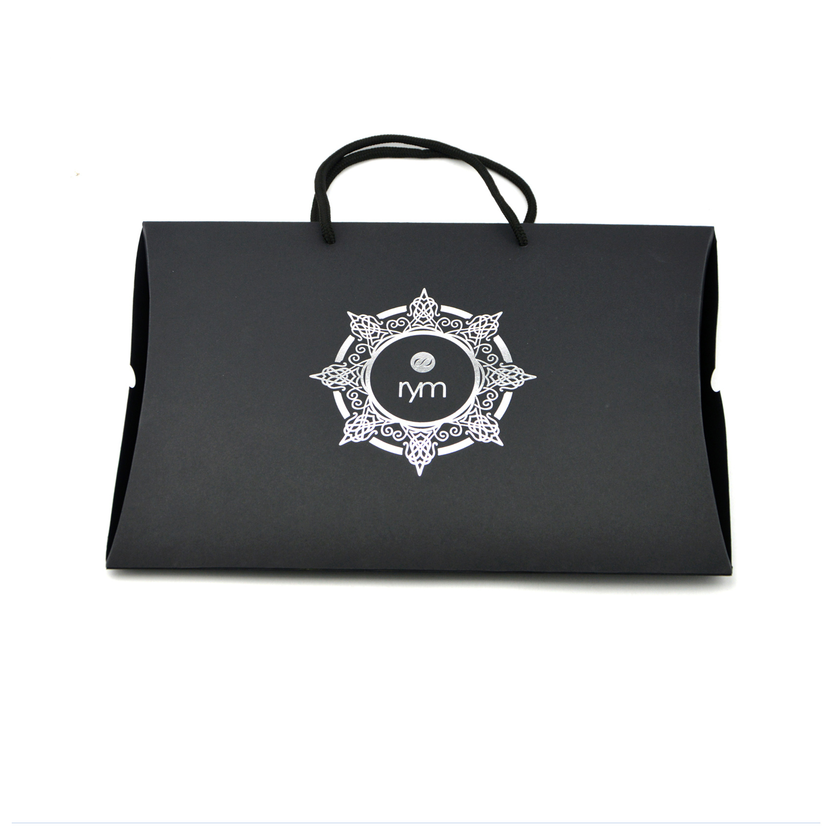 Customized Accessories Cardboard Gift Packaging Box Silver Foil| Pillow Shaped Boxes with Handle