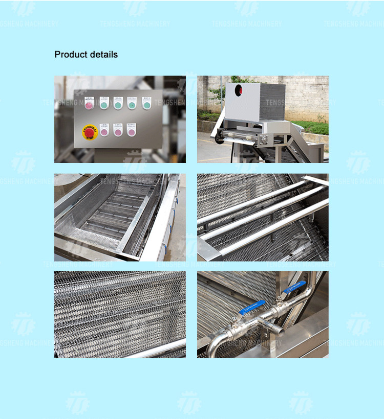 2.6KW Fruit and vegetable cleaning and processing equipment automatic washing machine conveyor belt bubble cleaning mach