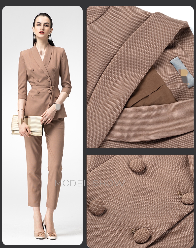 Fashion Custom Cotton Double Breasted Suit Clothing Pants for Women Ladies Office Suits