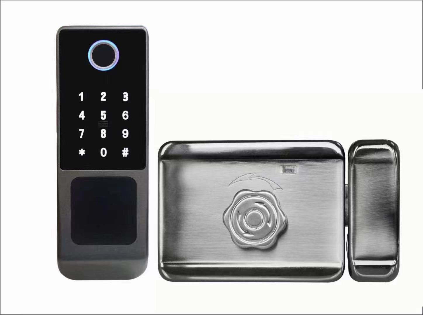 8 Languages Stainless Rim Lock Smart Door Lock Double Side Optional