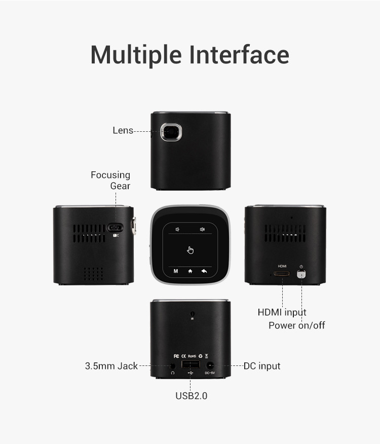 OEM Cube Mini Portable Projector Bluetooth With Touch Pad Outdoor Camping