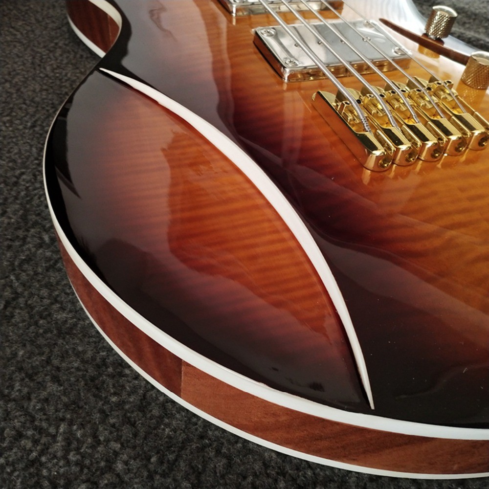 5 Strings Bass Guitar CS Color Electric Guitar,Flamed Top Natural Color Back Hollow Body Golden Hardware Free Shipping