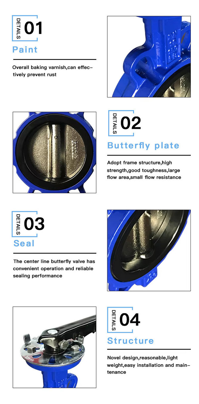DN50 PN16 Ductile Iron Handle Clamp Soft Seal Butterfly Valve Bolted Connections