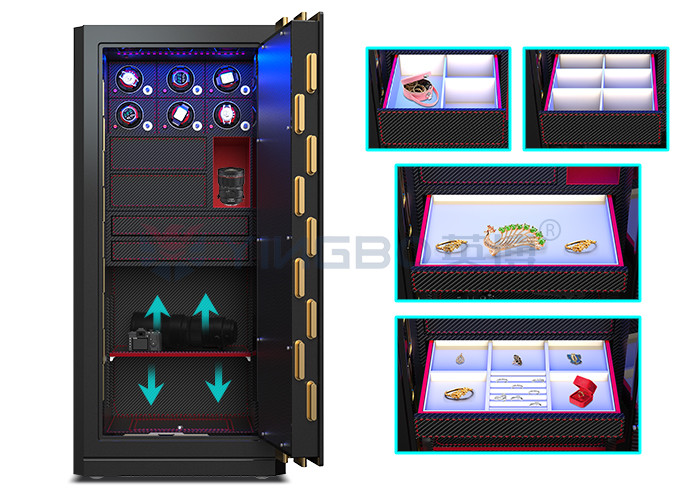 H1280mm Jewelry Box Safe Biometric Fingerprint Lock Watch Winder Safe