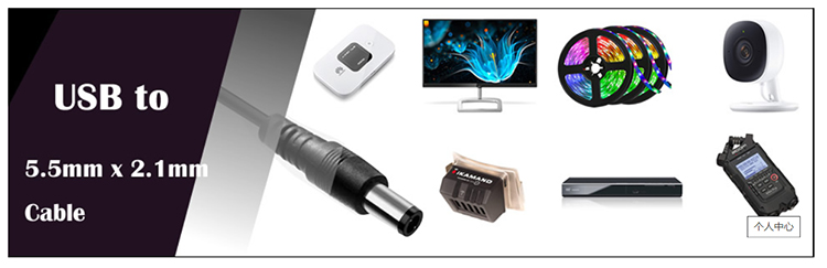 12V Booster USB 5V to 12V 90 Degree Angle 5.5x2.1 mm Jack Cable for Wifi Router