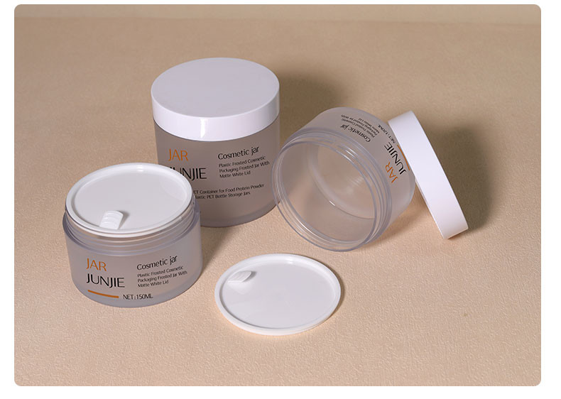 Custom 120ml 150ml 200ml 4oz 8oz 250ml Clear Frosted Face Body Cream Body Butter PET Plastic Jars With White Lids