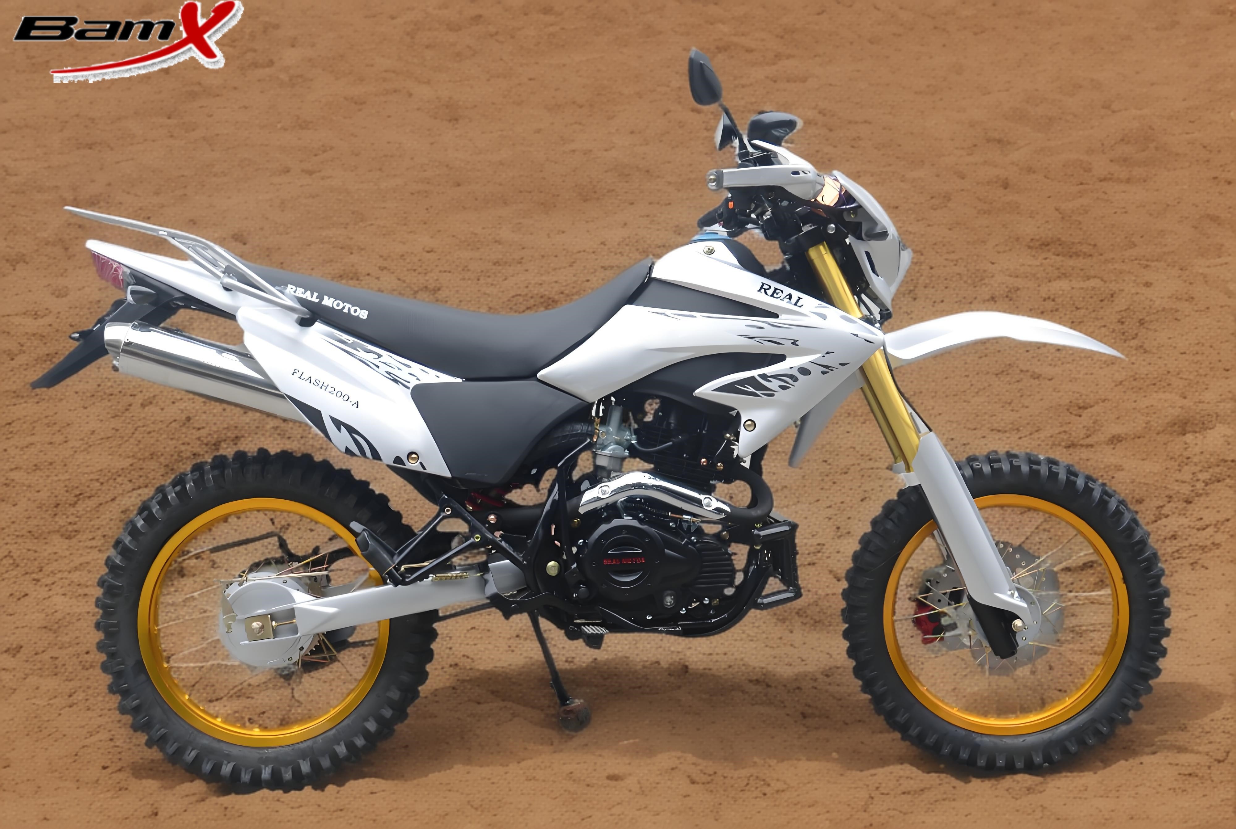 Single Cylinder 200cc Dual Sport Motorcycle Two Pipes Muffler Alloy 4 Stroke Dirt Bike