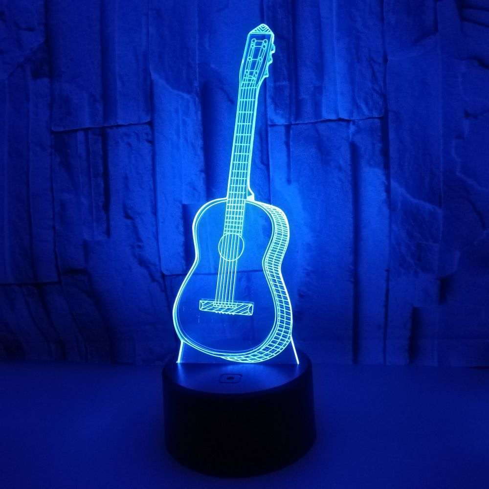 3D led guitar night light seven-color touch visual light creative gift atmosphere small table lamp