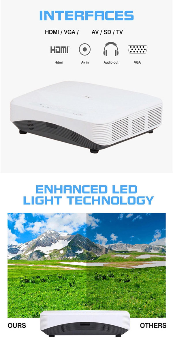 3500 Lumens 1080P HD Projector Ultra Short Throw Lcd Laser Projector 150in