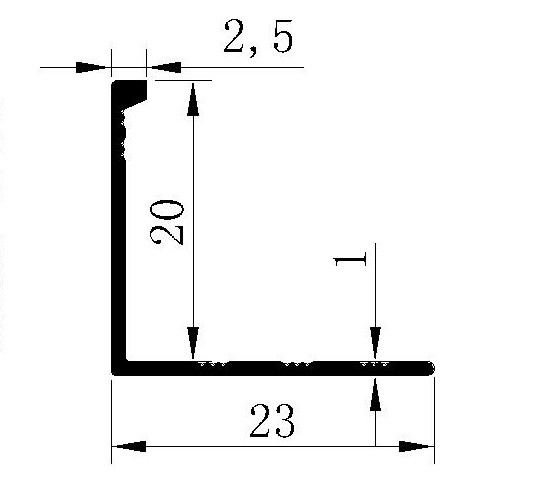20mmx23mm L Shape Metal Tile Trim Corner Aluminum Tile Edge Trim