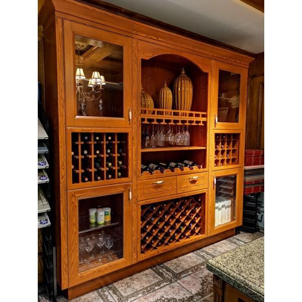 Fadior Warm Wood Grain Cellar Wine Storage System With Gold Handles