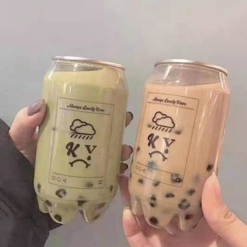 350ml Empty Pet Plastic Beverage Cans Transparent Soft Drink Jars With Easy Open Lid