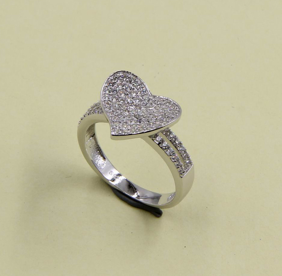 Heart Ring Elegant 925 Sterling Silver Rings With AAA CZ Pave Setting In Round Oval Heart And Marquise Shapes