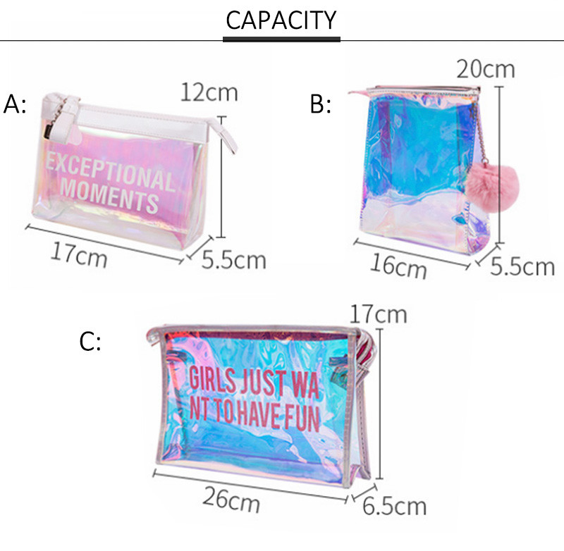 Laser Clear PVC Custom Logo Transparent Toiletry Wash Bag