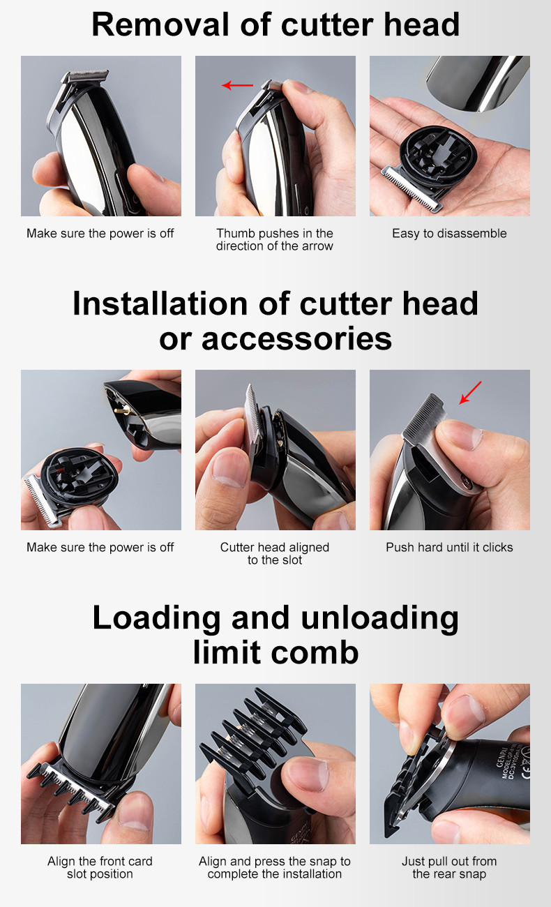 Household Cordless Hair Cutting Trimmers 61-90min with Stainless Steel Blade