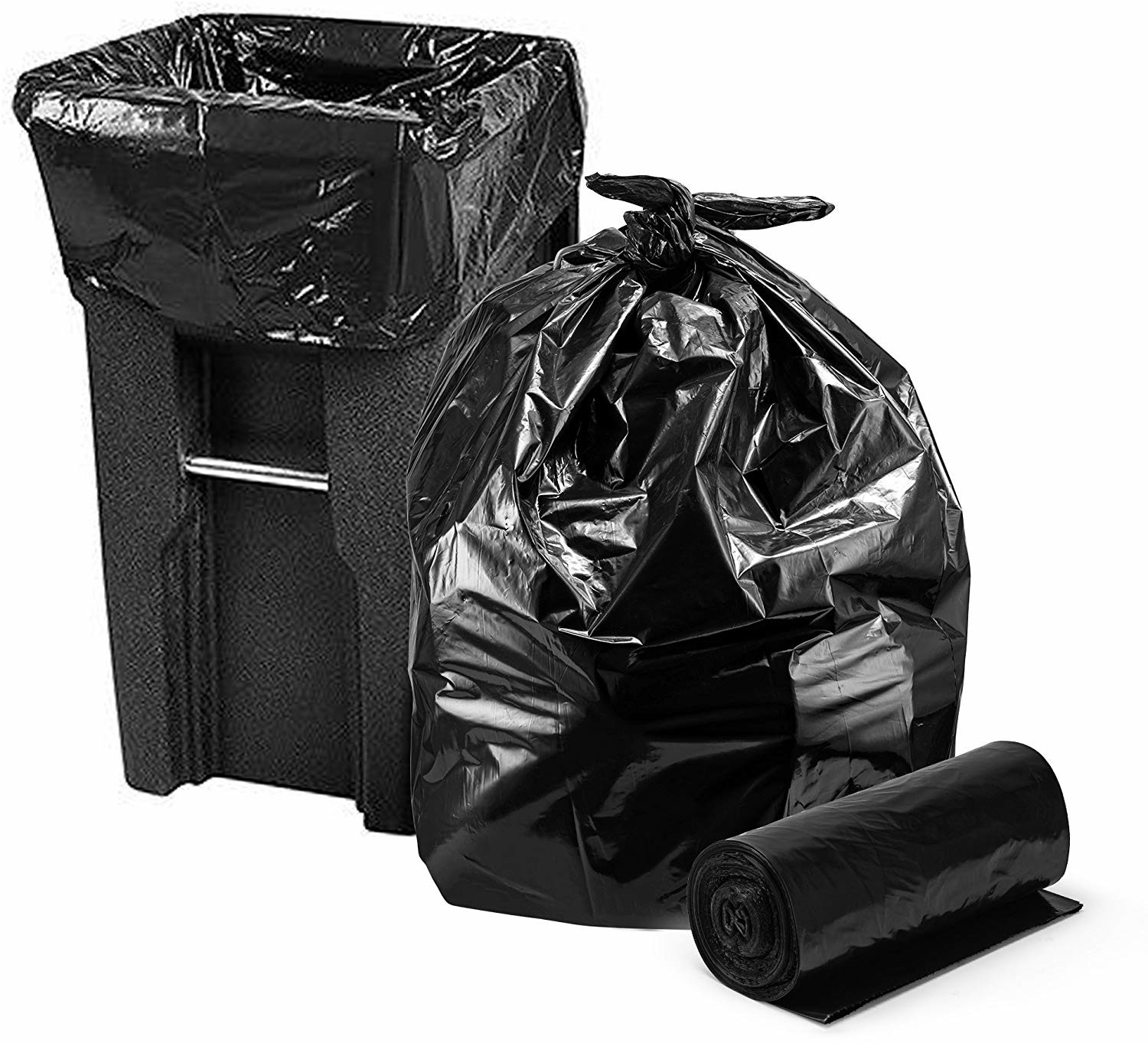 Heavy Duty Recyclable Garbage Bags 95 - 96 Gallon Black Colour LDPE Material