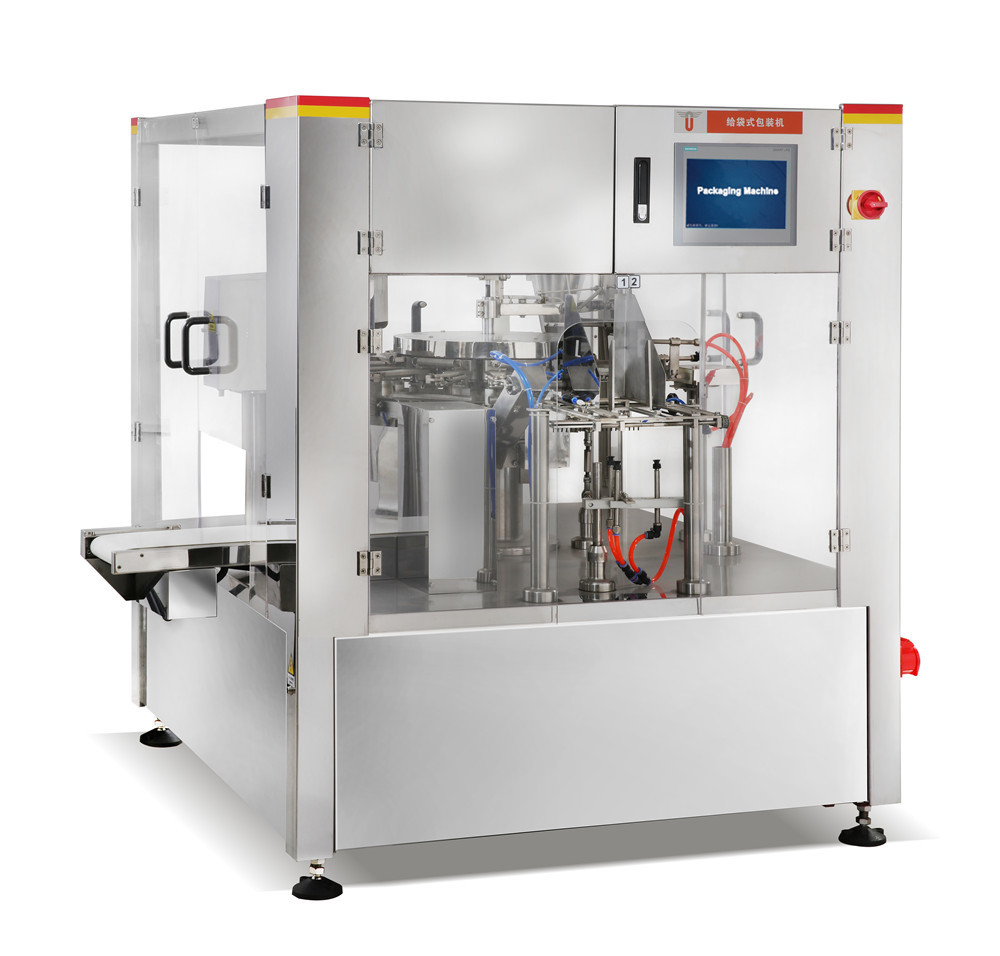 Rotary Bag Filling Packing Machine PLC Control For Nuts Sugar Coffee Beans