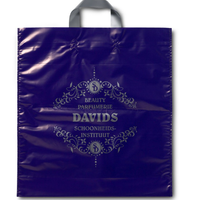Gravure Printing Plastic PE Shopping Bags 700mm Logo Printed Soft Loop