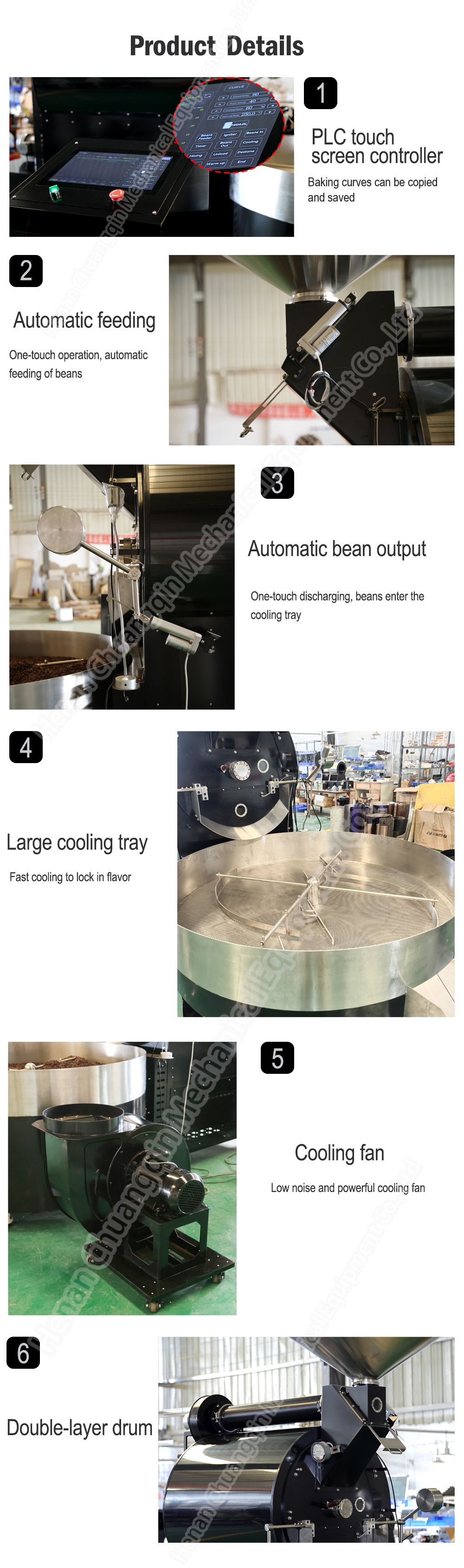Temperature Control Natural Gas Grill Coffee Roaster 60kg 304 Stainless Steel Coffee Roaster