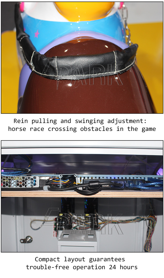 Cheap price coin operated storefront video horse racing game EPARK children swing rides on machine for sale