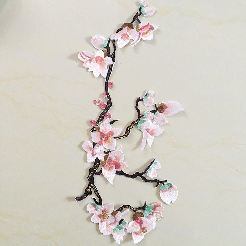 Hot Fix Motif mangnolia Embroidery Lace Flower for Cheongsam