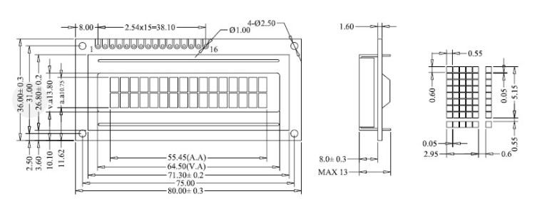 LCD1602 16 Character LCD Display Module LCM Liquid Crystal Module 3.3V 5.0V