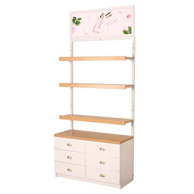 Cosmetic Point Of Purchase Pop Display Wood Makeup Display Stand