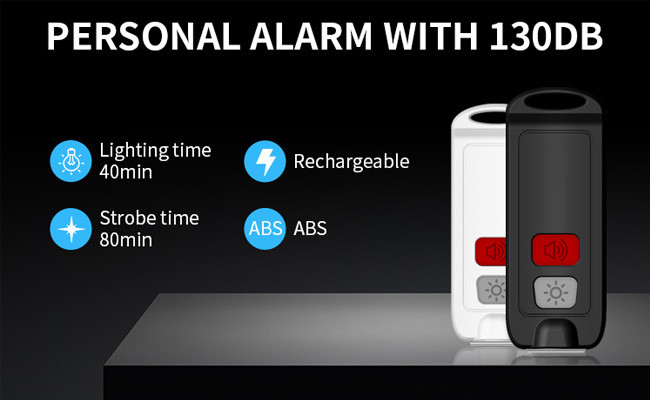 130dB Safesound Self Defense Alarm Keychain IP66 With LED Light