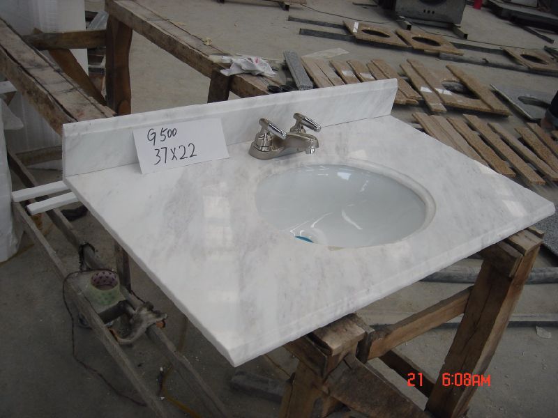Customized Good Quality White Marble Bathroom Vanity Tops