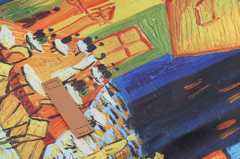 Customize Polyester Foldable Oil Painting Tote Bags Reusable Shopping Bag For Groceries Shoulder Bags