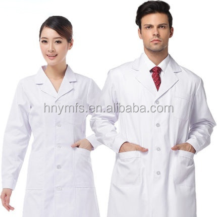 Long Sleeve Officer Collar White Medical Doctor Hospital Dress Female Male